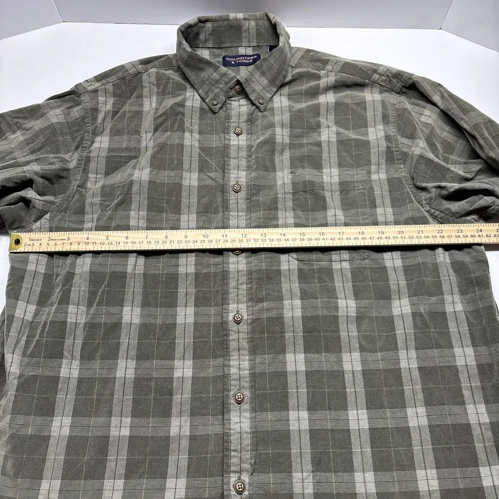 VTG  Roundtree & Yorke Shirt‎ long Sleeve green plaid XL
